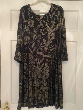 Lilly Pulitzer Black Dress with Gold Floral Print